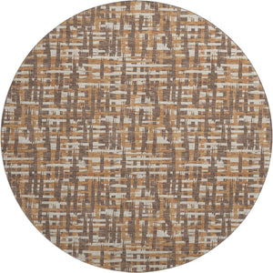 HomeRoots 8' Chocolate Ivory Copper Round Rug - Washable, UV-Protected, Soft, and Stain-Resistant Design! 683036