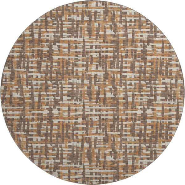 HomeRoots 8' Chocolate Ivory Copper Round Rug - Washable, UV-Protected, Soft, and Stain-Resistant Design! 683036