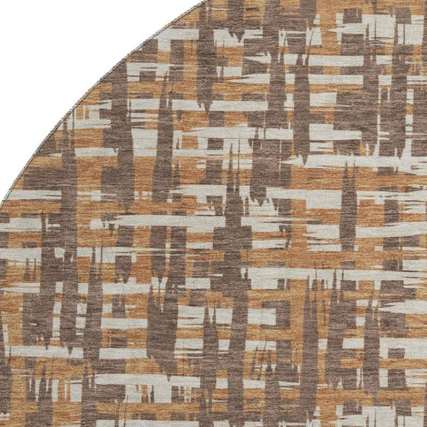HomeRoots 8' Chocolate Ivory Copper Round Rug - Washable, UV-Protected, Soft, and Stain-Resistant Design! 683036
