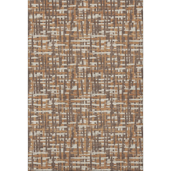 HomeRoots 9' X 12' Washable Chocolate Ivory Copper Geometric Area Rug – UV Protected, Durable, Stylish Decor 683038