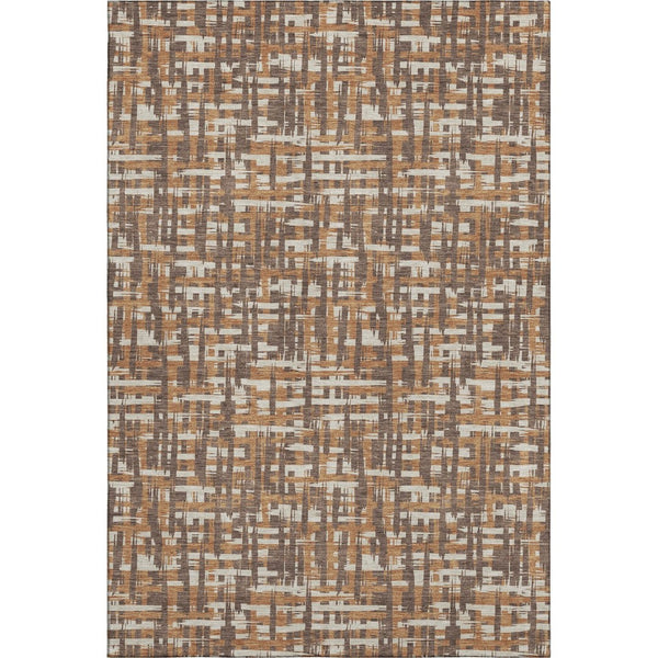 HomeRoots 10' X 14' Chocolate Ivory Copper Abstract Geometric Area Rug - Stylish, Washable, UV Protected Design 683039