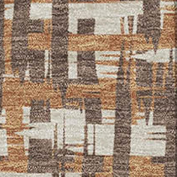 HomeRoots 10' X 14' Chocolate Ivory Copper Abstract Geometric Area Rug - Stylish, Washable, UV Protected Design 683039