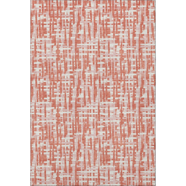 HomeRoots 9' X 12' Abstract Coral, Ivory & Blush Geometric Area Rug - Washable, UV Protected & Stain Resistant! 683044