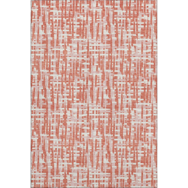 HomeRoots 10' X 14' Coral Ivory Blush Abstract Geometric Area Rug - Durable, Washable, UV Protected Beauty 683045