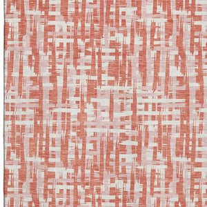 HomeRoots 10' X 14' Coral Ivory Blush Abstract Geometric Area Rug - Durable, Washable, UV Protected Beauty 683045