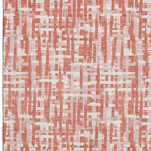 HomeRoots 10' X 14' Coral Ivory Blush Abstract Geometric Area Rug - Durable, Washable, UV Protected Beauty 683045