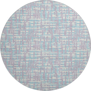 HomeRoots 8' Stylish Lavender, Ivory & Aqua Round Rug - Abstract Geometric Design with UV Protection & Easy Care 683048