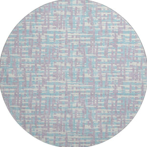 HomeRoots 8' Stylish Lavender, Ivory & Aqua Round Rug - Abstract Geometric Design with UV Protection & Easy Care 683048