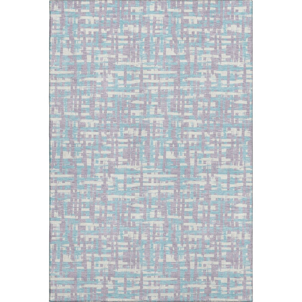HomeRoots 9' X 12' Abstract Geometric Area Rug in Lavender, Ivory & Aqua - Washable, UV-Protected, Stylish Comfort 683050
