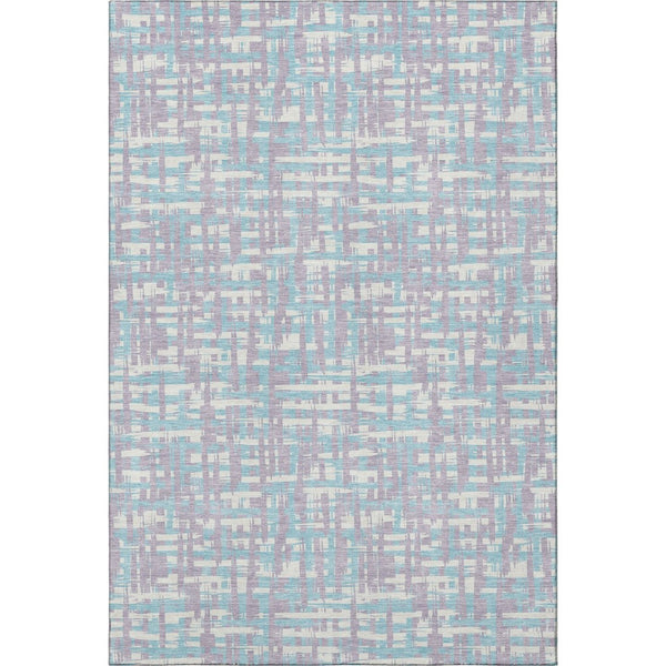HomeRoots 9' X 12' Abstract Geometric Area Rug in Lavender, Ivory & Aqua - Washable, UV-Protected, Stylish Comfort 683050