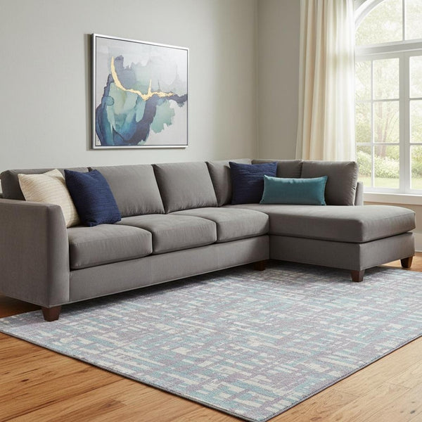 HomeRoots 10' X 14' Stylish Lavender, Ivory & Aqua Abstract Area Rug - Washable, UV Protected & Family-Friendly 683051