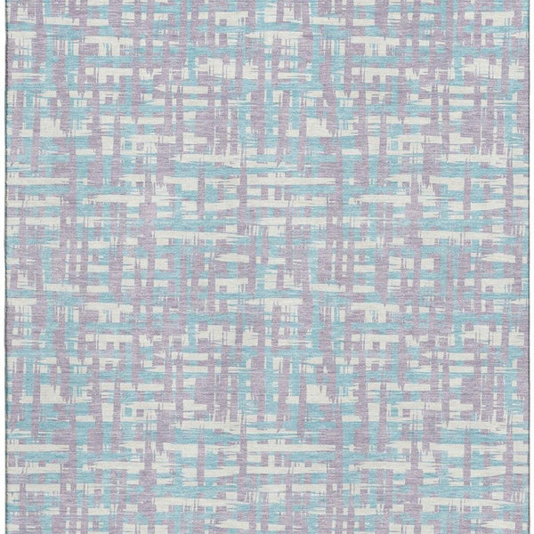 HomeRoots 10' X 14' Stylish Lavender, Ivory & Aqua Abstract Area Rug - Washable, UV Protected & Family-Friendly 683051