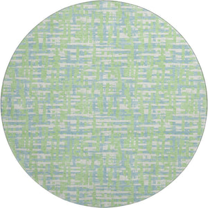 HomeRoots 8' Abstract Geometric Round Rug in Mint Green, Ivory & Sky Blue – Washable, Stain-Resistant & UV Protected 683054