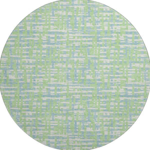 HomeRoots 8' Abstract Geometric Round Rug in Mint Green, Ivory & Sky Blue – Washable, Stain-Resistant & UV Protected 683054