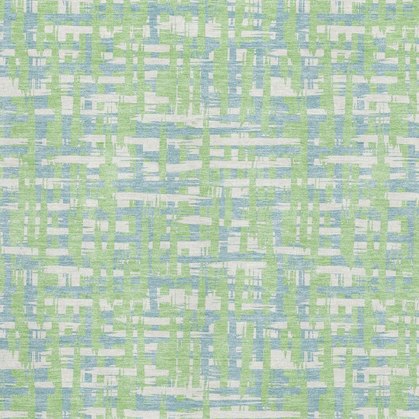 HomeRoots 8' X 10' Stylish Mint Green, Ivory & Sky Blue Geometric Washable Area Rug with UV Protection & Durability 683055