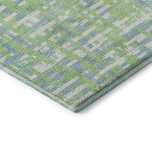 HomeRoots 9' X 12' Abstract Geometric Area Rug in Mint Green, Ivory & Sky Blue – Durable, Washable & UV Protected! 683056