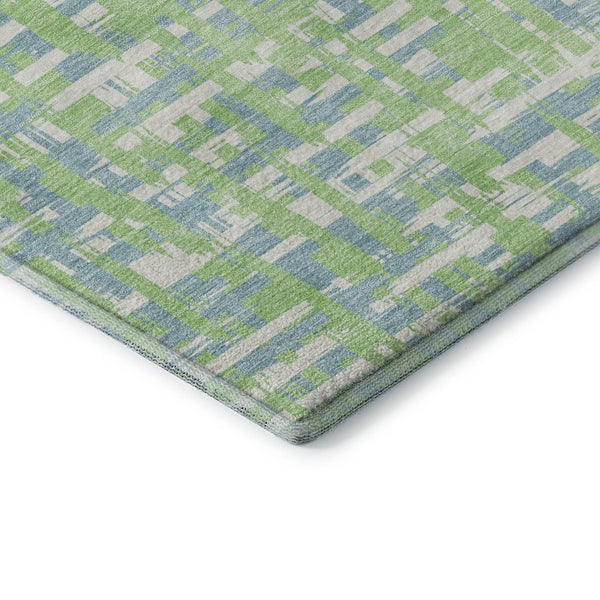 HomeRoots 9' X 12' Abstract Geometric Area Rug in Mint Green, Ivory & Sky Blue – Durable, Washable & UV Protected! 683056