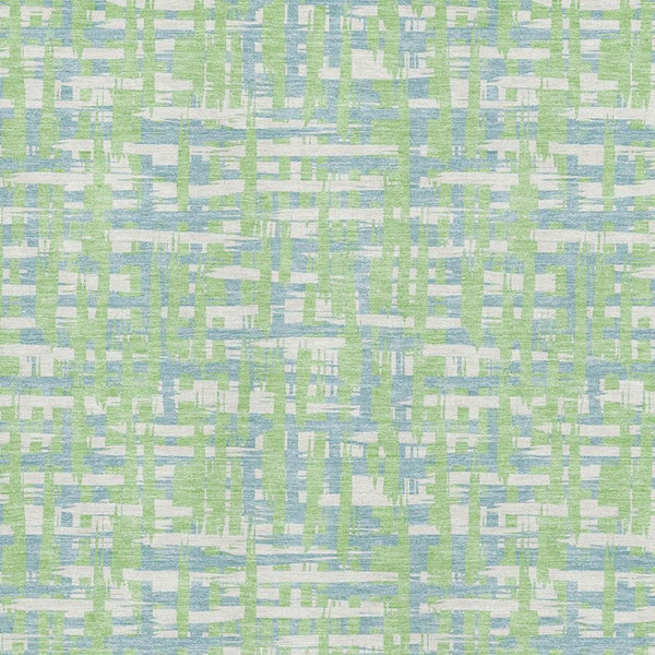 HomeRoots 10' Contemporary Mint Green and Ivory Abstract Geometric Area Rug - Washable, UV-Protected, Stylish! 683057