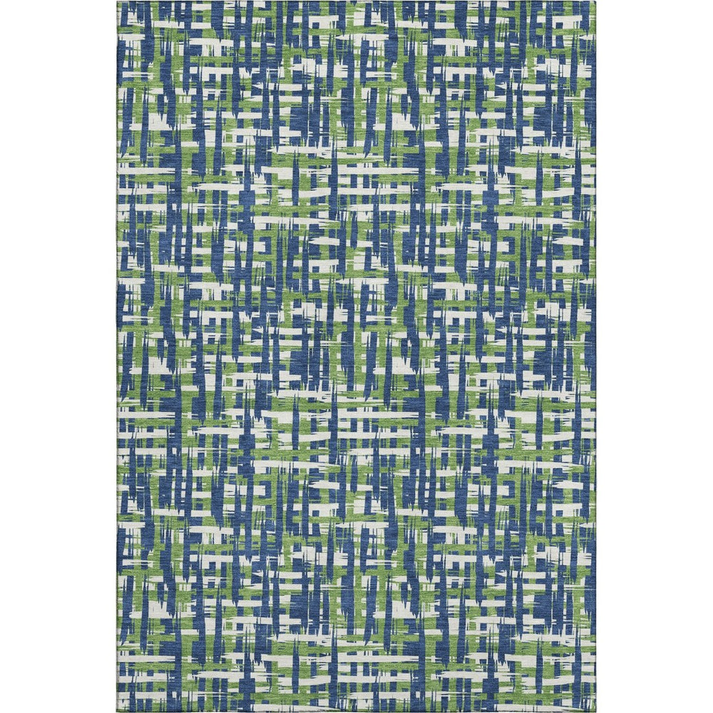 HomeRoots 9' X 12' Washable Navy Blue and Ivory Abstract Geometric Area Rug with UV Protection for Homes 683062