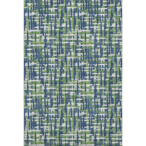 HomeRoots 10' X 14' Navy Blue Ivory Green Abstract Geometric Washable Area Rug - Durable, Stain-Resistant Design 683063