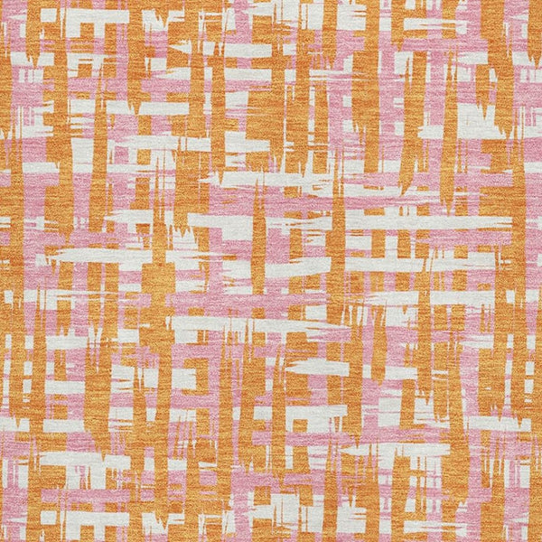 HomeRoots 5' X 8' Vibrant Abstract Geometric Area Rug - Orange, Ivory & Pink, Washable with UV Protection 683065