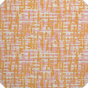 HomeRoots 8' Vibrant Orange, Ivory & Pink Abstract Round Rug - Washable, UV-Protected for Family Spaces! 683066