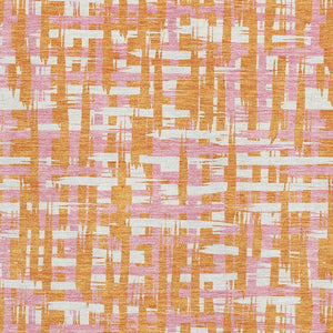 HomeRoots 10' X 14' Vibrant Orange Ivory Pink Abstract Geometric Area Rug - Washable, UV Protected & Durable! 683069