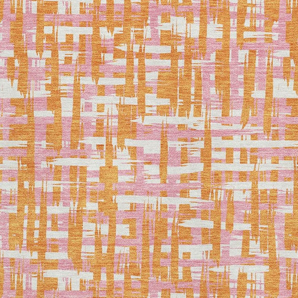 HomeRoots 10' X 14' Vibrant Orange Ivory Pink Abstract Geometric Area Rug - Washable, UV Protected & Durable! 683069