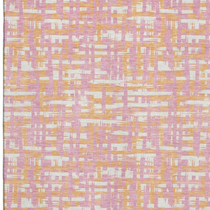 HomeRoots 5' X 8' Washable Pink Ivory Orange Abstract Geometric Area Rug with UV Protection for High Traffic Areas 683071