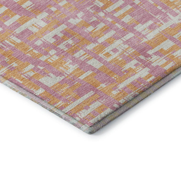 HomeRoots 8' Pink Ivory and Orange Abstract Round Rug - Washable, UV-Protected, Stain-Resistant, Modern Design 683072