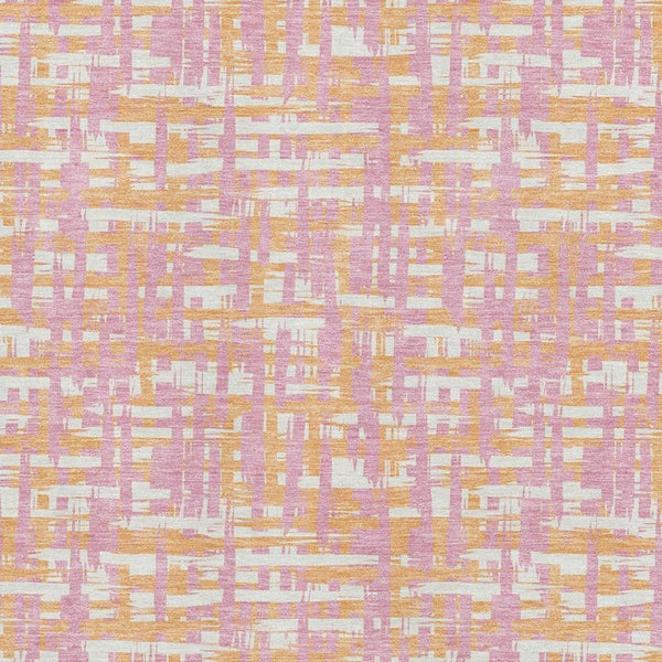 HomeRoots 8' X 10' Pink Ivory Orange Geometric Area Rug - Washable, UV Protected, Stylish & Durable for Homes 683073