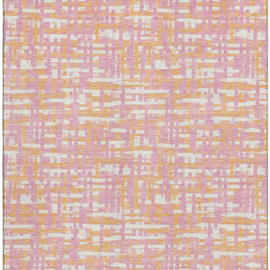 HomeRoots 8' X 10' Pink Ivory Orange Geometric Area Rug - Washable, UV Protected, Stylish & Durable for Homes 683073