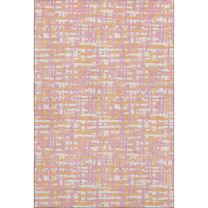 HomeRoots 9' X 12' Abstract Geometric Area Rug in Pink, Ivory & Orange - Washable, UV Protected & Durable Design 683074