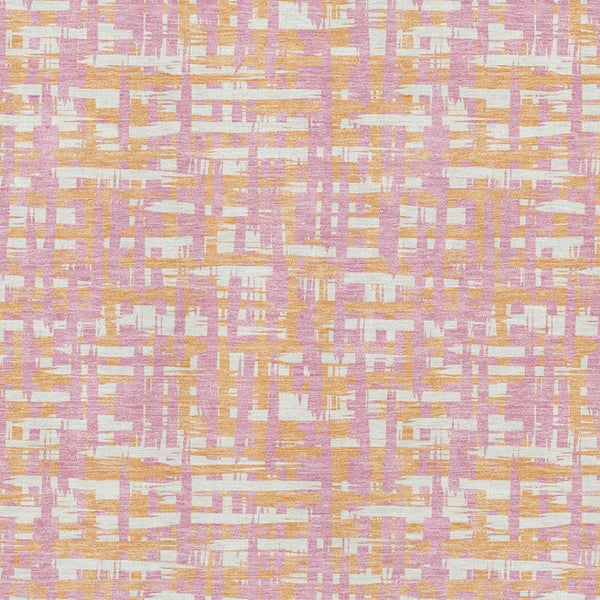 HomeRoots 10' X 14' Washable Pink Ivory Orange Geometric Area Rug with UV Protection for Busy Family Spaces 683075