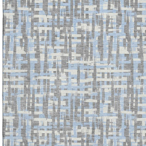 HomeRoots 5' X 8' Modern Silver Sky Blue & Ivory Geometric Washable Area Rug with UV Protection & Anti-Slip 683077