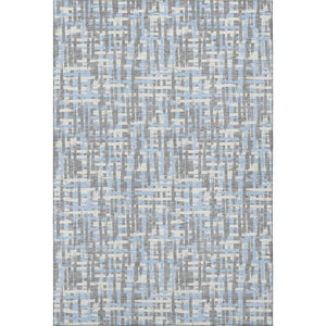 HomeRoots 5' X 8' Modern Silver Sky Blue & Ivory Geometric Washable Area Rug with UV Protection & Anti-Slip 683077