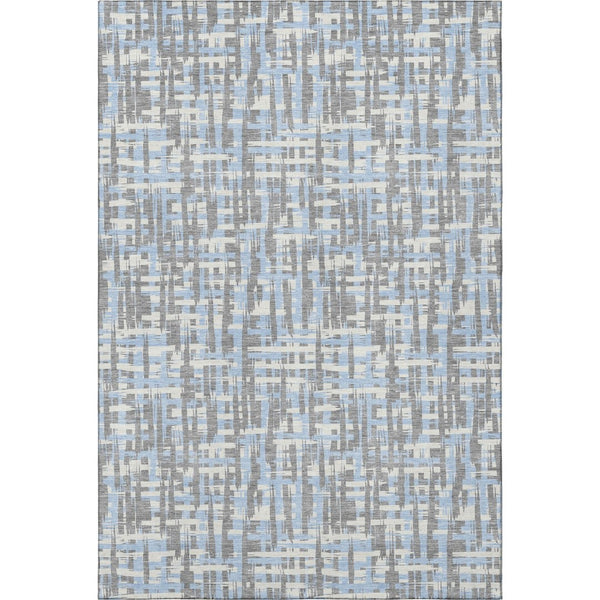 HomeRoots 5' X 8' Modern Silver Sky Blue & Ivory Geometric Washable Area Rug with UV Protection & Anti-Slip 683077
