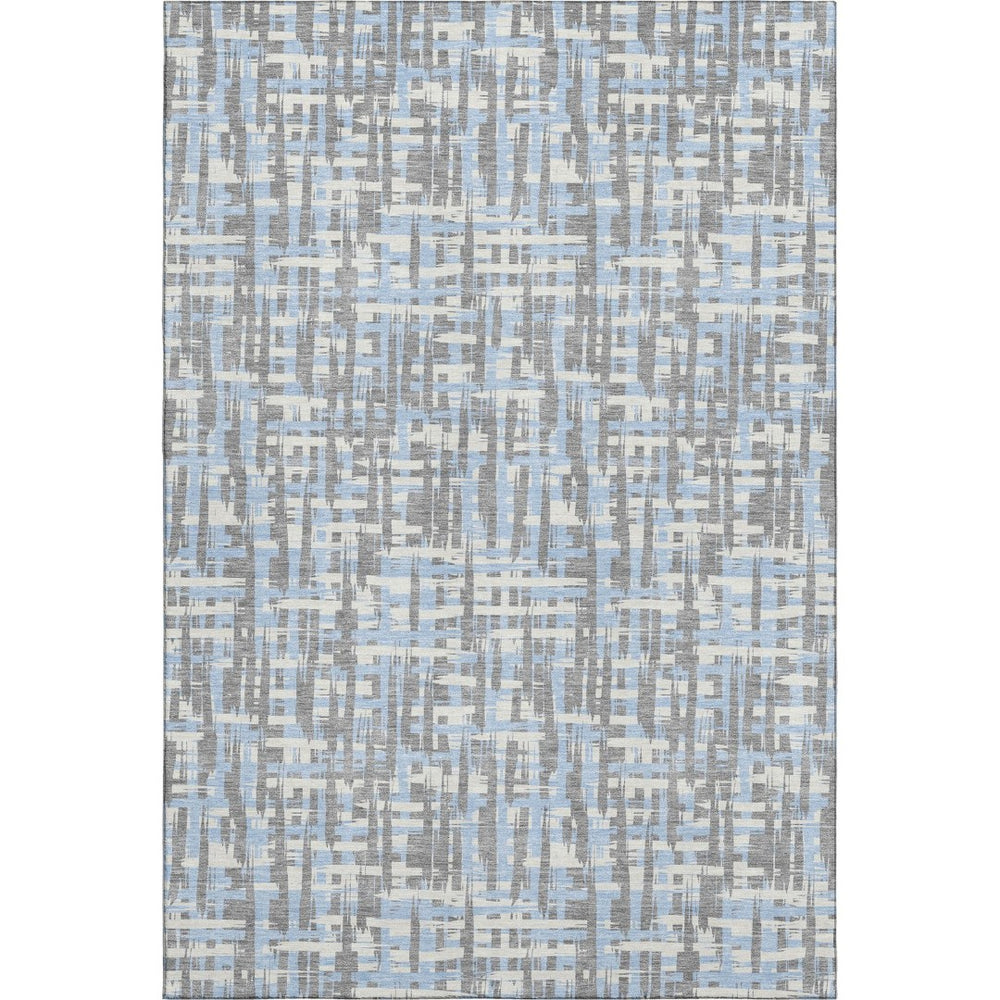 HomeRoots 9' X 12' Silver Sky Blue & Ivory Abstract Geometric Area Rug – Stain Resistant & UV Protected Elegance 683080