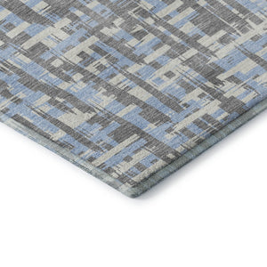 HomeRoots 9' X 12' Silver Sky Blue & Ivory Abstract Geometric Area Rug – Stain Resistant & UV Protected Elegance 683080
