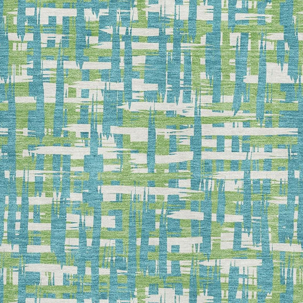 HomeRoots 5' X 8' Turquoise Green & Ivory Abstract Geometric Area Rug - Washable, UV Protected, Pet-Friendly Style 683083