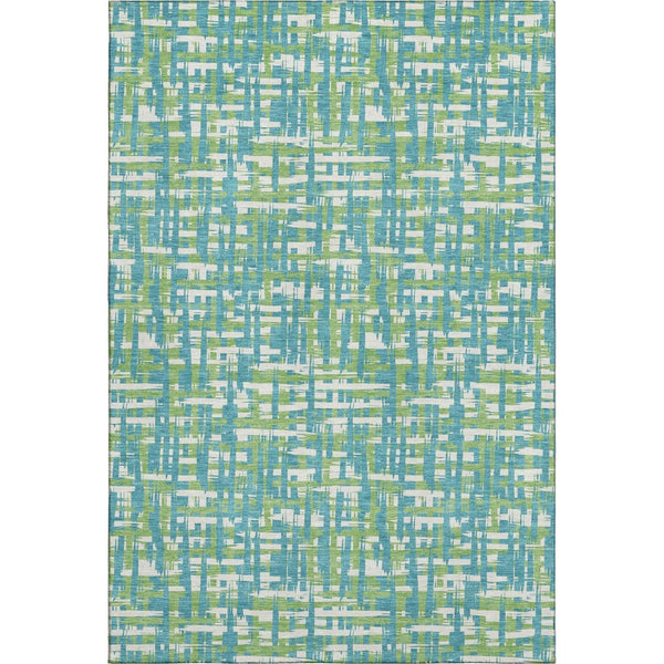 HomeRoots 8' X 10' Turquoise Green Ivory Geometric Area Rug – Soft, Stain-Resistant, UV Protected for Busy Homes 683085