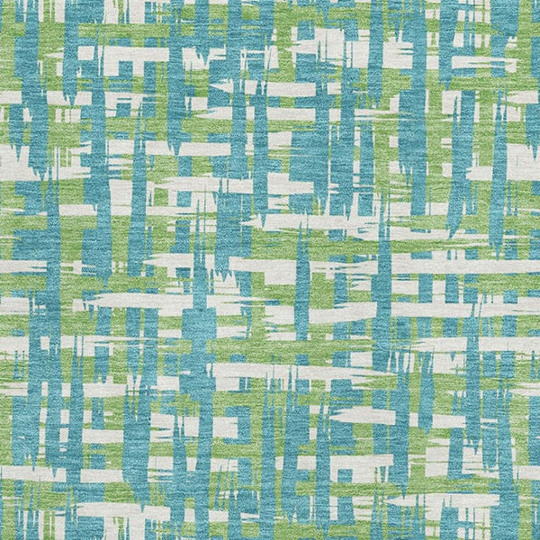HomeRoots 8' X 10' Turquoise Green Ivory Geometric Area Rug – Soft, Stain-Resistant, UV Protected for Busy Homes 683085
