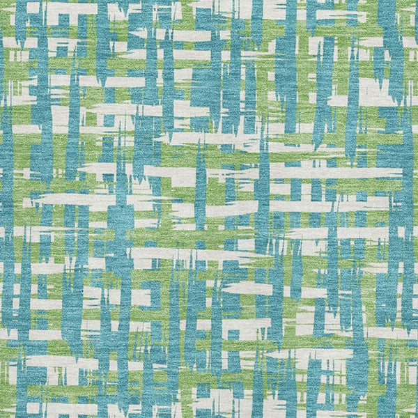 HomeRoots 9' X 12' Turquoise Green & Ivory Geometric Area Rug – Durable, Washable, UV Protection for Homes! 683086