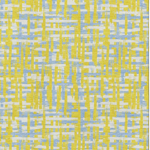 HomeRoots 5' X 8' Washable Abstract Geometric Area Rug in Yellow, Ivory, & Denim Blue – UV Protected & Durable 683089