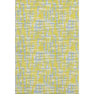 HomeRoots 8' X 10' Washable Area Rug in Yellow, Ivory & Denim Blue - Durable, UV Protected & Stain Resistant Design 683091