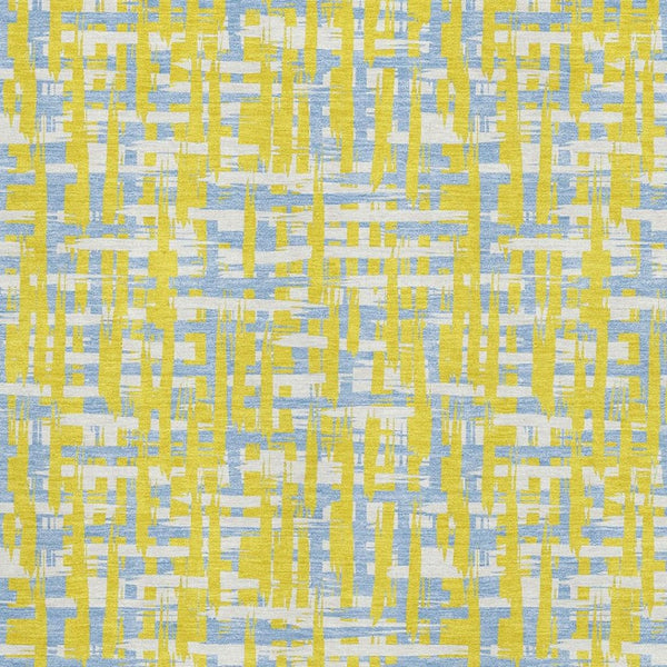 HomeRoots 8' X 10' Washable Area Rug in Yellow, Ivory & Denim Blue - Durable, UV Protected & Stain Resistant Design 683091