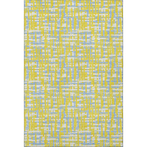 HomeRoots 9' X 12' Washable Area Rug – Vibrant Yellow, Ivory & Denim Blue Abstract Design with UV Protection 683092
