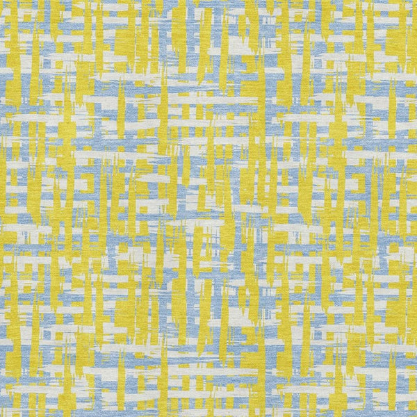 HomeRoots 10' Abstract Geometric Washable Area Rug in Yellow, Ivory & Denim Blue - UV Protected & Durable Design 683093