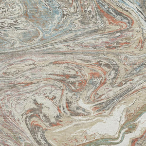 HomeRoots 5' X 8' Beige Copper Green Abstract Washable Area Rug - UV Protected, Durable, & Stain-Resistant! 683095