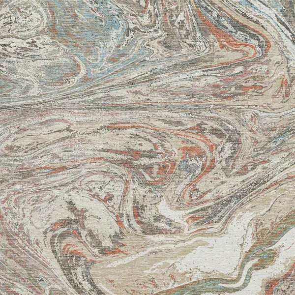 HomeRoots 5' X 8' Beige Copper Green Abstract Washable Area Rug - UV Protected, Durable, & Stain-Resistant! 683095